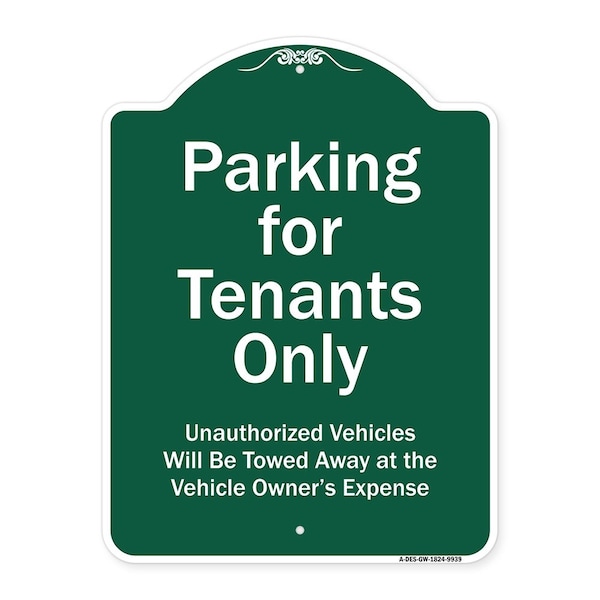 Signmission Parking For Tenants Unauthorized Vehicles Towed Away Heavy-Gauge Alum Sign, 24" x 18", GW-1824-9939 A-DES-GW-1824-9939 - main